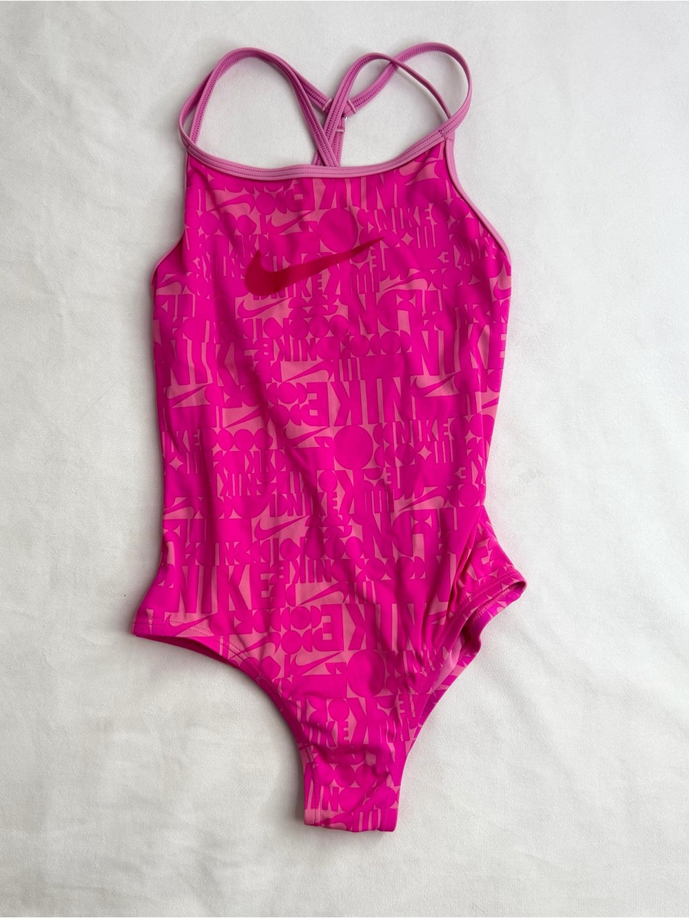 Nike Girls Hot Pink Logo OnePiece Swimwear - Size S